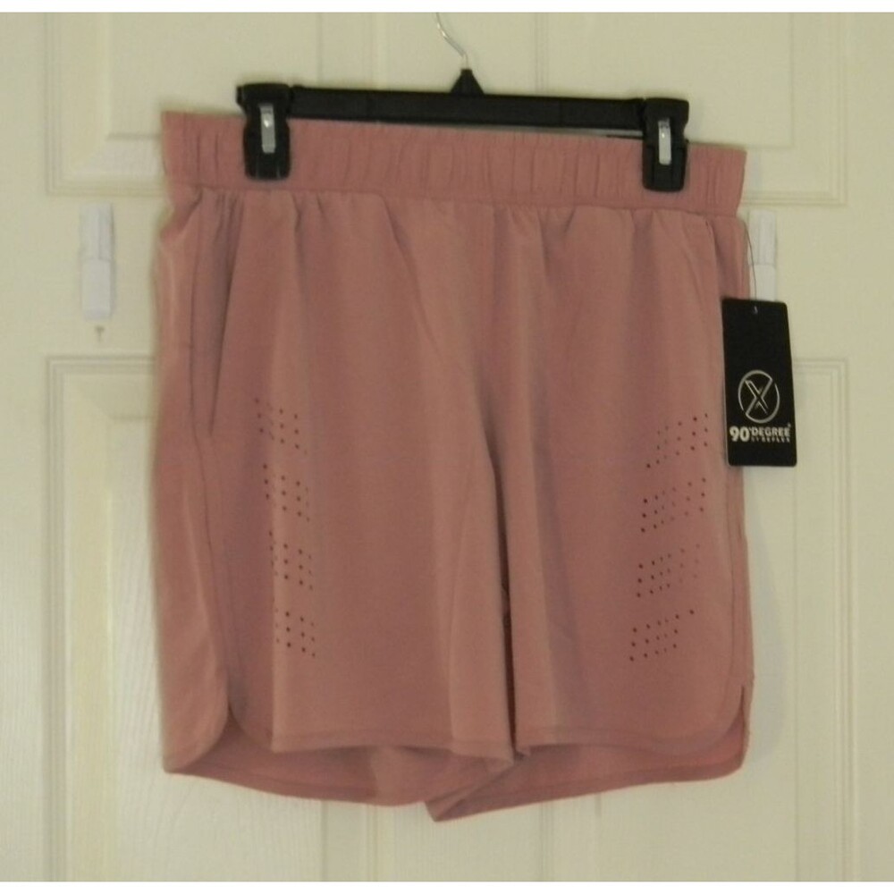 90 Degree by Reflex Running Shorts Pink Dusty Rose Pockets Zip Sz Small NWT